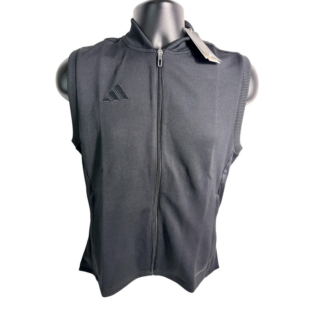 Adidas Track Jacket Womens Small Black AEROREADY Sleeveless Full‎ Zip Vest